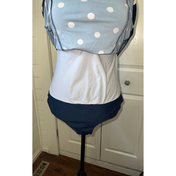 Navy Blue Polka Dot Swimsuit Size 20 - Picture 4 of 9